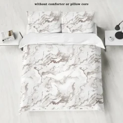 Black White Marble 3D Printed 3-Piece Set of Down Duvet Covers 100% Cotton for Hotels Bedrooms Guest Rooms Bedding Sets Comfy Sets