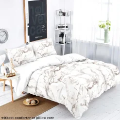 Black White Marble 3D Printed 3-Piece Set of Down Duvet Covers 100% Cotton for Hotels Bedrooms Guest Rooms Bedding Sets Comfy Sets