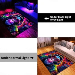 Blacklight Rug UV Reactive Glow in the Dark Area Rug Kitchen Mat Non-Slip Oil Proof Chimpanzees DJ Floor Mat Livingroom Rug Indoor Outdoor Mat Bedroom Decor Bathroom Mat Entrance Rug Door Mat