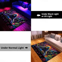 Blacklight Rug UV Reactive Glow in the Dark Area Rug Kitchen Mat Non-Slip Oil Proof Chimpanzees DJ Floor Mat Livingroom Rug Indoor Outdoor Mat Bedroom Decor Bathroom Mat Entrance Rug Door Mat