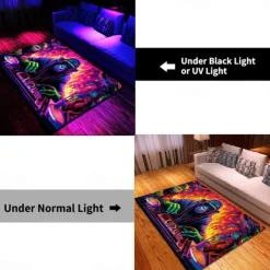 Blacklight Rug UV Reactive Glow in the Dark Area Rug Kitchen Mat Non-Slip Oil Proof Chimpanzees DJ Floor Mat Livingroom Rug Indoor Outdoor Mat Bedroom Decor Bathroom Mat Entrance Rug Door Mat