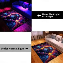 Blacklight Rug UV Reactive Glow in the Dark Area Rug Kitchen Mat Non-Slip Oil Proof Chimpanzees DJ Floor Mat Livingroom Rug Indoor Outdoor Mat Bedroom Decor Bathroom Mat Entrance Rug Door Mat