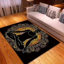 Blacklight Rug UV Reactive Glow in the Dark Area Rug Kitchen Mat Non-Slip Oil Proof Mandala Boho Floor Mat Livingroom Rug Indoor Outdoor Mat Bedroom Decor Bathroom Mat Entrance Rug Door Mat