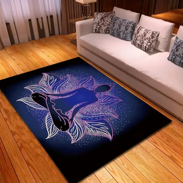 Blacklight Rug UV Reactive Glow in the Dark Area Rug Kitchen Mat Non-Slip Oil Proof Mandala Boho Floor Mat Livingroom Rug Indoor Outdoor Mat Bedroom Decor Bathroom Mat Entrance Rug Door Mat