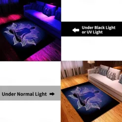 Blacklight Rug UV Reactive Glow in the Dark Area Rug Kitchen Mat Non-Slip Oil Proof Mandala Boho Floor Mat Livingroom Rug Indoor Outdoor Mat Bedroom Decor Bathroom Mat Entrance Rug Door Mat
