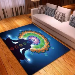 Blacklight Rug UV Reactive Glow in the Dark Area Rug Kitchen Mat Non-Slip Oil Proof Mandala Boho Floor Mat Livingroom Rug Indoor Outdoor Mat Bedroom Decor Bathroom Mat Entrance Rug Door Mat
