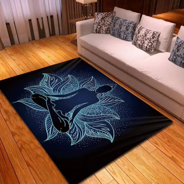 Blacklight Rug UV Reactive Glow in the Dark Area Rug Kitchen Mat Non-Slip Oil Proof Mandala Boho Floor Mat Livingroom Rug Indoor Outdoor Mat Bedroom Decor Bathroom Mat Entrance Rug Door Mat