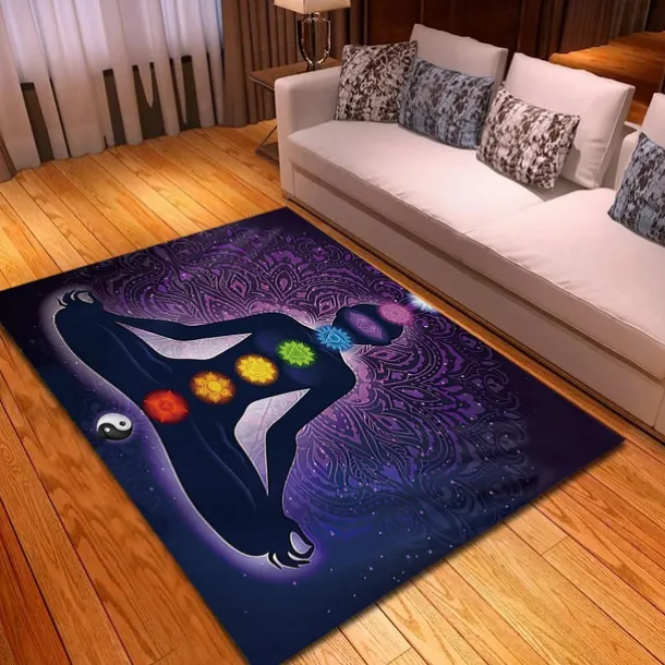 Blacklight Rug UV Reactive Glow in the Dark Area Rug Kitchen Mat Non-Slip Oil Proof Mandala Boho Floor Mat Livingroom Rug Indoor Outdoor Mat Bedroom Decor Bathroom Mat Entrance Rug Door Mat