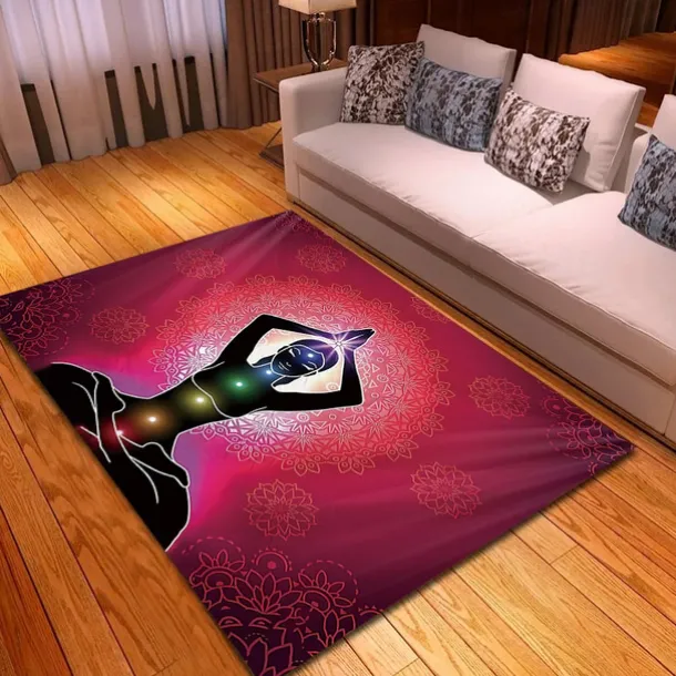 Blacklight Rug UV Reactive Glow in the Dark Area Rug Kitchen Mat Non-Slip Oil Proof Mandala Boho Floor Mat Livingroom Rug Indoor Outdoor Mat Bedroom Decor Bathroom Mat Entrance Rug Door Mat