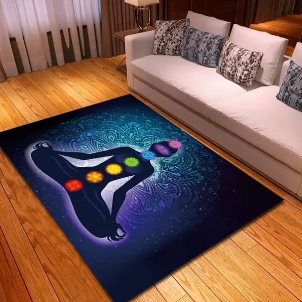 Blacklight Rug UV Reactive Glow in the Dark Area Rug Kitchen Mat Non-Slip Oil Proof Mandala Boho Floor Mat Livingroom Rug Indoor Outdoor Mat Bedroom Decor Bathroom Mat Entrance Rug Door Mat