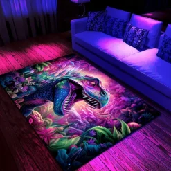 Blacklight Rug UV Reactive Glow in the Dark Area Rug Kitchen Mat Non-Slip Oil Proof Trippy Dragon Floor Mat Livingroom Rug Indoor Outdoor Mat Bedroom Decor Bathroom Mat Entrance Rug Door Mat