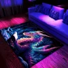 Blacklight Rug UV Reactive Glow in the Dark Area Rug Kitchen Mat Non-Slip Oil Proof Trippy Dragon Floor Mat Livingroom Rug Indoor Outdoor Mat Bedroom Decor Bathroom Mat Entrance Rug Door Mat