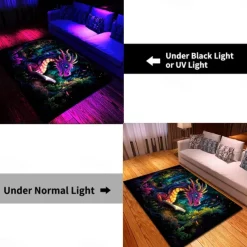 Blacklight Rug UV Reactive Glow in the Dark Area Rug Kitchen Mat Non-Slip Oil Proof Trippy Dragon Floor Mat Livingroom Rug Indoor Outdoor Mat Bedroom Decor Bathroom Mat Entrance Rug Door Mat