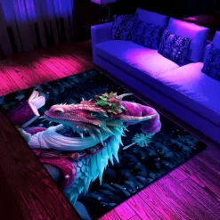 Blacklight Rug UV Reactive Glow in the Dark Area Rug Kitchen Mat Non-Slip Oil Proof Trippy Dragon Floor Mat Livingroom Rug Indoor Outdoor Mat Bedroom Decor Bathroom Mat Entrance Rug Door Mat