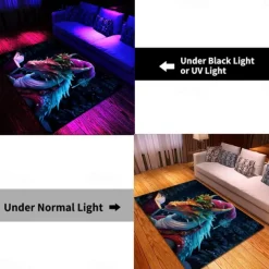 Blacklight Rug UV Reactive Glow in the Dark Area Rug Kitchen Mat Non-Slip Oil Proof Trippy Dragon Floor Mat Livingroom Rug Indoor Outdoor Mat Bedroom Decor Bathroom Mat Entrance Rug Door Mat