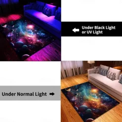 Blacklight Rug UV Reactive Glow in the Dark Area Rug Kitchen Mat Non-Slip Oil Proof Trippy Galaxy Floor Mat Livingroom Rug Indoor Outdoor Mat Bedroom Decor Bathroom Mat Entrance Rug Door Mat