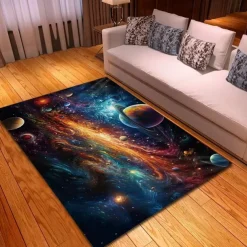 Blacklight Rug UV Reactive Glow in the Dark Area Rug Kitchen Mat Non-Slip Oil Proof Trippy Galaxy Floor Mat Livingroom Rug Indoor Outdoor Mat Bedroom Decor Bathroom Mat Entrance Rug Door Mat