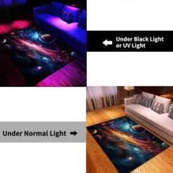 Blacklight Rug UV Reactive Glow in the Dark Area Rug Kitchen Mat Non-Slip Oil Proof Trippy Galaxy Floor Mat Livingroom Rug Indoor Outdoor Mat Bedroom Decor Bathroom Mat Entrance Rug Door Mat