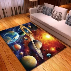 Blacklight Rug UV Reactive Glow in the Dark Area Rug Kitchen Mat Non-Slip Oil Proof Trippy Galaxy Floor Mat Livingroom Rug Indoor Outdoor Mat Bedroom Decor Bathroom Mat Entrance Rug Door Mat