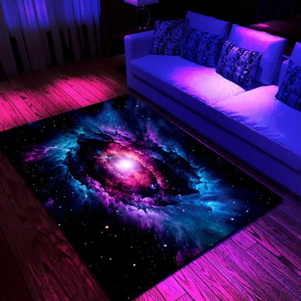 Blacklight Rug UV Reactive Glow in the Dark Area Rug Kitchen Mat Non-Slip Oil Proof Trippy Universe Floor Mat Livingroom Rug Indoor Outdoor Mat Bedroom Decor Bathroom Mat Entrance Rug Door Mat