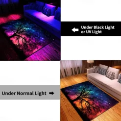 Blacklight Rug UV Reactive Glow in the Dark Area Rug Kitchen Mat Non-Slip Oil Proof Trippy Universe Floor Mat Livingroom Rug Indoor Outdoor Mat Bedroom Decor Bathroom Mat Entrance Rug Door Mat