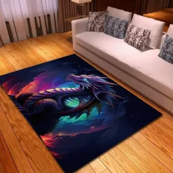 Blacklight Rug UV Reactive Glow in the Dark Area Rug Kitchen Mat Non-Slip Oil Proof Creepy Dragon Floor Mat Livingroom Rug Indoor Outdoor Mat Bedroom Decor Bathroom Mat Entrance Rug Door Mat