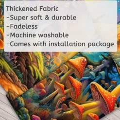 Blacklight Tapestry UV Reactive Glow in the Dark Glow Party Neon Mushroom Pathway Landscape Psychedelic Trippy Misty Hanging Tapestry Wall Art Mural for Living