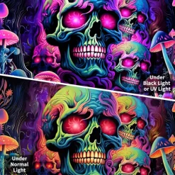 Blacklight Tapestry UV Reactive Glow in the Dark Glow Party Skulls Psychedelic Trippy Misty Hanging Tapestry Wall Art Mural for Living Room Bedroom
