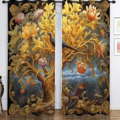 Blackout Curtain Drapes Farmhouse Grommet/Eyelet Curtain Panels For Living Room Bedroom Door Kitchen Balcony Window Treatments Thermal Insulated Room Darkening