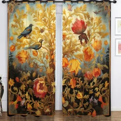 Blackout Curtain Drapes Farmhouse Grommet/Eyelet Curtain Panels For Living Room Bedroom Door Kitchen Balcony Window Treatments Thermal Insulated Room Darkening