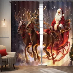 Blackout Curtain Drapes Farmhouse Grommet/Eyelet Barn Wood Door Curtain Panels For Living Room Bedroom Door Kitchen Window Treatments Thermal Insulated Room Darkening