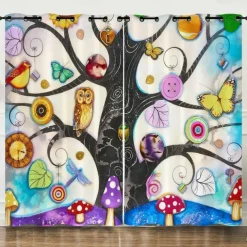 Blackout Curtain Drapes Farmhouse Curtain 2 Panels Black For Living Room Bedroom Door Kitchen Balcony Window Treatments Thermal Insulated