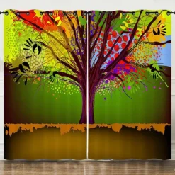 Blackout Curtain Drapes Farmhouse Curtain 2 Panels Black For Living Room Bedroom Door Kitchen Balcony Window Treatments Thermal Insulated