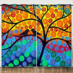 Blackout Curtain Drapes Farmhouse Curtain 2 Panels Black For Living Room Bedroom Door Kitchen Balcony Window Treatments Thermal Insulated