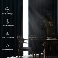 Blackout Curtain Drapes Farmhouse Curtain 2 Panels Black For Living Room Bedroom Door Kitchen Balcony Window Treatments Thermal Insulated