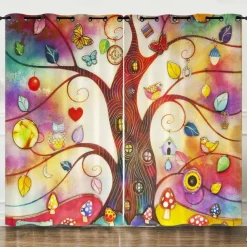 Blackout Curtain Drapes Farmhouse Curtain 2 Panels Black For Living Room Bedroom Door Kitchen Balcony Window Treatments Thermal Insulated