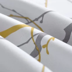 Blackout Curtain Drapes Leaf Printed,1 Panel Grommet Thermal Insulated Room Darkening Curtains for Bedroom and Living Room