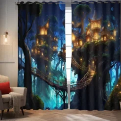 Blackout Curtains, Curtains for Bedroom Living Room Thermal Insulated Curtains, Window Treatments Patterned Drapes Panels