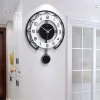Black&White Modern Wall Clock 3D Hollow Design Pendulum Silent Metal Pointer Display Round Hanging Clock Living Room Wall Decor 35 43 50 cm
