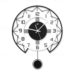 Black&White Modern Wall Clock 3D Hollow Design Pendulum Silent Metal Pointer Display Round Hanging Clock Living Room Wall Decor 35 43 50 cm