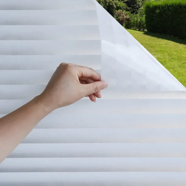 Blind Privacy Window Film Non Adhesive White Strips Window Sticker Faux Shutter Blinds Looking Static Cling Glass Covering for Home Office Security Protection UV Blocking