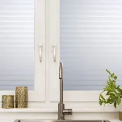Blind Privacy Window Film Non Adhesive White Strips Window Sticker Faux Shutter Blinds Looking Static Cling Glass Covering for Home Office Security Protection UV Blocking