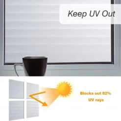 Blind Privacy Window Film Non Adhesive White Strips Window Sticker Faux Shutter Blinds Looking Static Cling Glass Covering for Home Office Security Protection UV Blocking