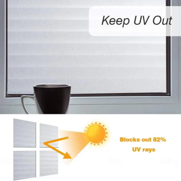 Blind Privacy Window Film Non Adhesive White Strips Window Sticker Faux Shutter Blinds Looking Static Cling Glass Covering for Home Office Security Protection UV Blocking