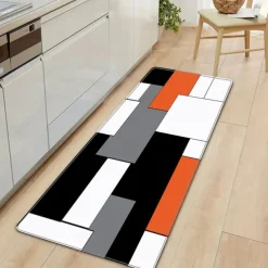 Block Color Orange Area Rug Kitchen Mat Non-Slip Oil Proof Floor Mat Livingroom Rug Indoor Outdoor Mat Bedroom Decor Bathroom Mat Entrance Rug Door Mat