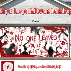 Bloody Halloween Banner- Long Halloween Outdoor Decoration Banner Bloody Hand Background Party Decoration Supplies for Wall Office Fence Yard Garage Backdrop Halloween Decorations
