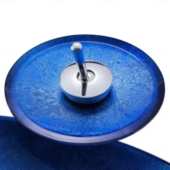 Blue Bathroom Sink Set with Matching Style Faucet Art Bathroom Tempered Glass Vessel Sink Round Wash Basin Bowl Above Counter Washbasin