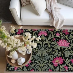 Blue Flower Area Rug Kitchen Mat Non-Slip Oil Proof Floor Mat Livingroom Rug Indoor Outdoor Mat Bedroom Decor Bathroom Mat Entrance Rug Door Mat Bird Tree of Life