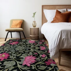 Blue Flower Area Rug Kitchen Mat Non-Slip Oil Proof Floor Mat Livingroom Rug Indoor Outdoor Mat Bedroom Decor Bathroom Mat Entrance Rug Door Mat Bird Tree of Life