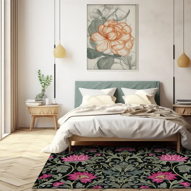 Blue Flower Area Rug Kitchen Mat Non-Slip Oil Proof Floor Mat Livingroom Rug Indoor Outdoor Mat Bedroom Decor Bathroom Mat Entrance Rug Door Mat Bird Tree of Life